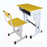 Table d'étude réglable en hauteur en bois moderne pour étudiant, ensemble chaise de bureau ergonomique, mobilier scolaire avec structure métallique durable