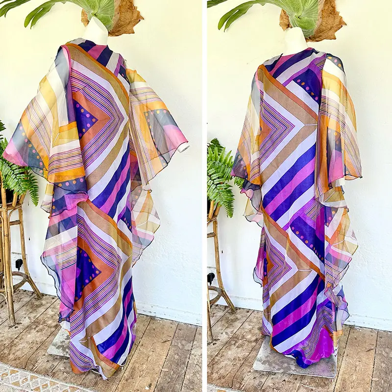 Aschulman Custom Print Elegant Summer Casual Modest Dress Maxi Beach Chiffon Kaftan Dresses For Woman