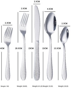 DFJY - Juego de cubiertos de acero inoxidable con mango martillado, cuchillo para carne, tenedor de mesa, tenedor para postre, personalizado - Product Image 5