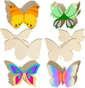 Lukisan Anak-anak DIY Kerajinan Kupu-kupu Kayu Hewan Berbentuk Tag 3.5 Inci Potongan Potongan Potongan Polos Kupu-kupu Kayu Belum Selesai untuk Kerajinan
