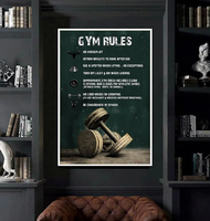 Affiche Motivante Art Déco Règles de Gymnastique, Tableau Mural sur Toile Noir et Blanc, Décoration Intérieure pour Salon et Chambre