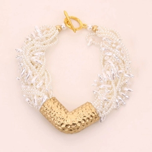 <span class=keywords><strong>Collar</strong></span> Gargantilla Exagerado Estilo Europeo-Americano Amelia, <span class=keywords><strong>Collar</strong></span> Abierto de Metal Irregular en Forma de V Ancha, Joyería de Moda - Product Image 6