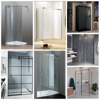 Porte de douche en verre pliable à fermeture douce, sans cadre, moderne, en alliage d'aluminium, finition étanche