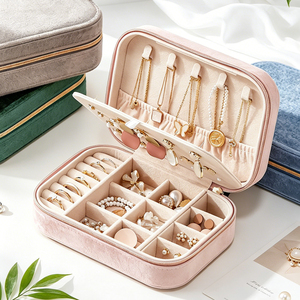 Premium Velvet Jewelry Box Double Layer Large Capacity Storage <b>Case</b> for <b>Earrings</b> Rings Necklace Organizer Box - Product Image 4