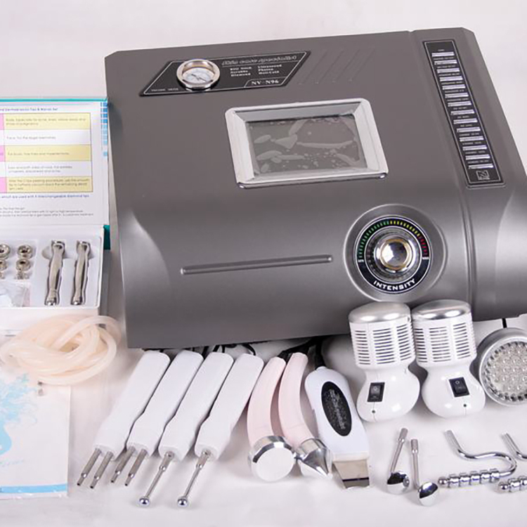 Nuevo equipo de belleza 6 en 1 Máquina de microdermoabrasión con diamante, terapia de luz LED de fotos, exfoliación ultrasónica de la piel, reducción de celulitis