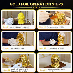 Cinese Private Label alta qualità <span class=keywords><strong>22K</strong></span> alta imitazione foglia d'oro foglio per la resina artigianato mobili doratura - Product Image 3