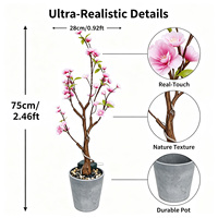 Délicates Branches de Fleurs Artificielles de Pêcher Rose de 75 cm pour la Décoration de Vases de Table du Nouvel An Chinois et du Festival du Printemps