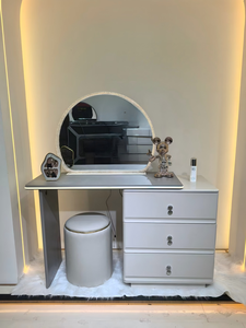 Table de maquillage moderne avec miroir éclairé et tiroirs de rangement pour meubles de chambre - Product Image 2