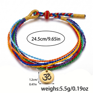 <span class=keywords><strong>Bracelet</strong></span> <span class=keywords><strong>d</strong></span>'équilibre <span class=keywords><strong>des</strong></span> <span class=keywords><strong>7</strong></span> <span class=keywords><strong>chakras</strong></span> en acier inoxydable avec charme Om, <span class=keywords><strong>bracelet</strong></span> en cordon tressé avec carte énergétique, bijoux spirituels de yoga - Product Image 2
