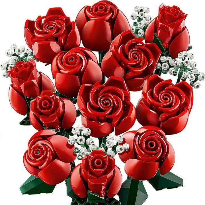 MOC Premium Building Blocks Kit Rose Vase Valentines Day Gift main image 0