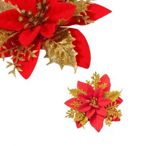 Promotion 2024 : Décoration de Noël, fleurs de Poinsettia, ornements pour la maison, petites fleurs artificielles pour les fêtes - Product Image 3
