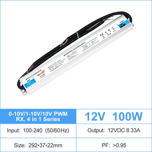 Controlador LED de 100W Regulable 0-10V/1-10V/10V PWM/PWM/Rx, Transformador de CA 100-240V a CC 12V 24V, Voltaje Constante, Fuente de Alimentación LED IP67 - Product Image 3