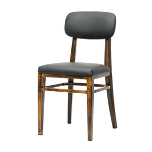 JP Marco de cuero antiguo en acabado de madera Silla Bist Silla de comedor de cuero de imitación para restaurante - Product Image 1