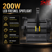 Projecteur LED Fresnel sans ventilateur 200W 5600K CRI95 DMX512 Zoom motorisé 20-60 °   Luminaire de scène silencieux pour salle de théâtre
