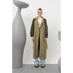 เสื้อโค้ทเทรนช์ผู้หญิง สีคาเมล สีดำ แขนยาว กันน้ำ ผ้าทอ สวมใส่สบายทุกฤดู - Product Image 6