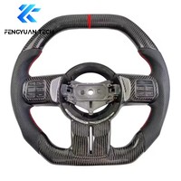 Volante Deportivo Personalizado de Cuero con Base Plana de Fibra de Carbono para Jeep Wrangler JK JL KL Grand Cherokee 2011-2017