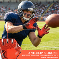 Gants de football et de rugby en nylon à doigts entiers, paume à haute adhérence, respirants, avec poignet élastique durable pour les sports de plein air