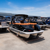 Bateau ponton confortable 12 places avec salon avant, arche sportive, plateforme de bain, direction hydraulique et divertissement sur ponton