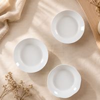 Vaisselle en Porcelaine Fine – Plat Profond en Céramique – Compatible Micro-ondes – Motif Uni – Technique On-Glazed – Design Minimaliste Moderne – Blanc Pur