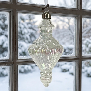 Ornements de Noël en verre transparent irisé à nervures verticales, décorations suspendues pour arbre de Noël de style européen en forme de <span class=keywords><strong>gourde</strong></span> - Product Image 1