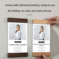 Cadre photo mural A4 en bois massif sans perçage pour professeur, affiche de coach, affichage de certificat, avec tailles personnalisées