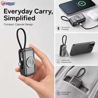 Batterie Li-Polymère Personnalisée PD 22.5W, Mini Capsule Power Bank 5000mAh, Charge Rapide, Chargeur Portable, Câble pour Téléphone
