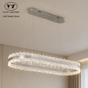 Lámpara colgante de cristal de lujo moderna, LED tricolor regulable con control remoto para comedor, sala de estar, lámpara de araña interior - Product Image 1