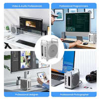 Station d'accueil Thunderbolt 5 10-en-1 40 Gbps USB4 avec affichage 8K pour Mac Mini M4 M4 Pro avec boîtier SSD NVMe M.2
