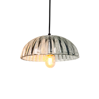 Suspension nordique en verre transparent, design côtelé, luminaire vintage pour restaurant, salon, café