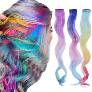 Extensions capillaires colorées à boucles croisées, dégradées, effet mèches simulées, une seule pièce, patch éclaircissant moelleux, densité 200% - Product Image 5