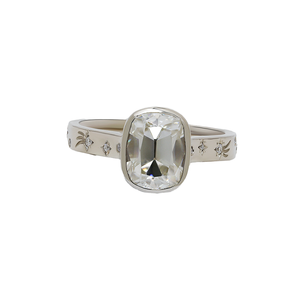 Bague de mariage en argent sterling 925 avec moissanite longue et ovale de 6x8 mm pour femme, plaquée rhodium, couleur D, pureté VVS1, bijoux fins - Product Image 1