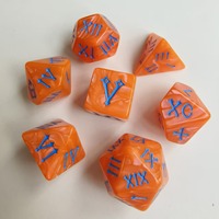 Lot de dés à motif perle multicolore avec chiffres romains, vente en gros, 1 pièce, dés polyédriques en acrylique pour D&D avec logo personnalisé pour la vente au détail