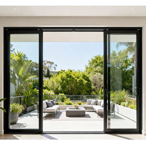 Rotura térmica resistente a los rayos UV marco Delgado puerta corrediza de jardín de aluminio para el hogar de América <span class=keywords><strong>del</strong></span> <span class=keywords><strong>Norte</strong></span> vista panorámica cerradura de seguridad - Product Image 1