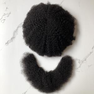 Tupé afro <span class=keywords><strong>para</strong></span> hombres, peluca de tupé de encaje completo indetectable de 4mm, prótesis de cabello indio <span class=keywords><strong>para</strong></span> <span class=keywords><strong>hombre</strong></span>, unidad de sistema de 6 ", peluca rizada - Product Image 5