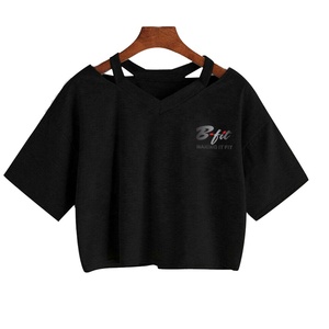 Women Fitness Workout Gym Cotton Wear Crop <b>Top</b> T Shirts Women Gym Crop <b>Top</b> Shirt - Product Image 5