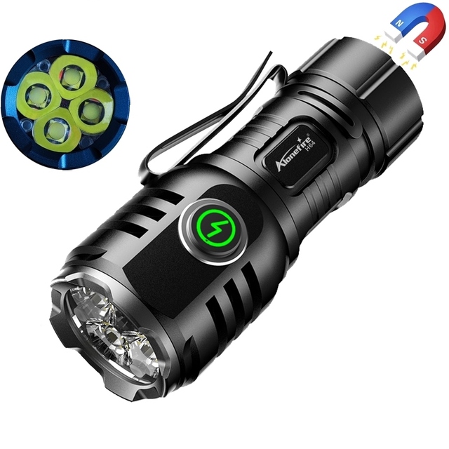 4x Led 6000K Mini Small Usb Flashlight Portable Home Outdoor Pocket Hiking Camping Magnet Work Car Repair Red Light Torch H64