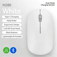 Ratón Inalámbrico Bluetooth Recargable, Ratón Silencioso y Delgado de Modo Dual para Computadora Portátil, Tableta y Computadora Mac