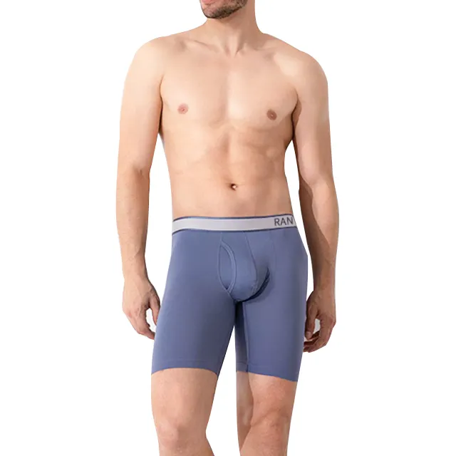 Cuecas boxer masculinas de cintura média com bolsas macias e abertas frontais