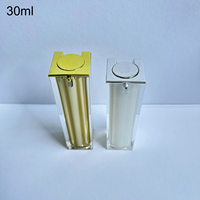 30ml 50ml 1oz Blanc et Or Cosmétique carré Acrylique Airless Cosmétique Pompes Flacon pour Sérum Lotion