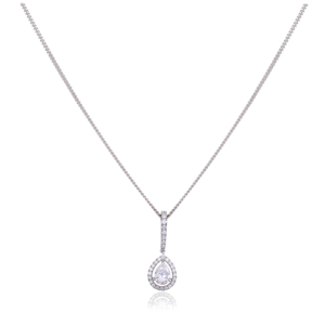 Collier pendentif en argent sterling 925 avec diamant CVD taille poire et chaîne, pendentif goutte d'eau halo en diamant de laboratoire, bijoux fins - Product Image 2