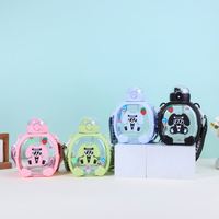 Bouteille d'eau Kawaii Bear sans BPA pour enfants 1000ml en plastique mignon Bubbule thé lait Portable école bouteilles à boire avec paille cadeau