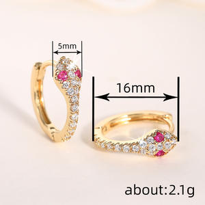 Pendientes de aro con forma de serpiente en oro E4153 con rubí y diamantes engastados en forma de garra, joyería clásica de moda para fiestas para mujer - Product Image 5