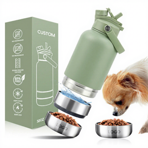 Huyo OEM Custom Logo 32oz Portable Stainless Steel Rounded Design 3-in-1 Style Food <b>Water</b> Outdoor Travel Insulated Dog - Product Image 1