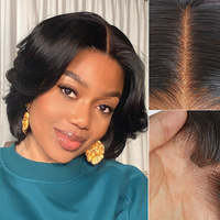 Perruques courtes en cheveux humains vierges brésiliens bruts Bob Lace Front Layered Perruques Pixie Cut Black Ombre Brown Pre Plucked Glueless 5X5 13X4 HD