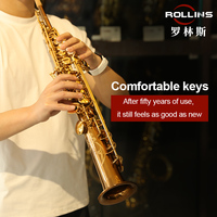 Comfortable Keys High Grade Straight Phosphor Copper Body Not Prone to Whistling Gold Lacquer Keys X3-II Soprano Saxophone