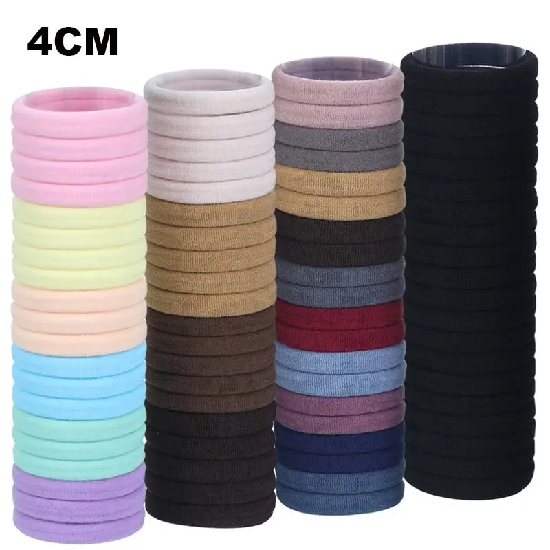 Various colors of customization Mix 72pcs/Bag Pure Seamless Cute Elastic 4cm Hair Tie Daily Life Basic Hair Band For Girls