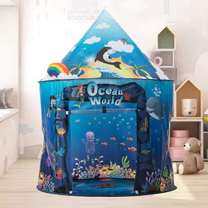 Tente de jeu sirène sous mer château popup magnifiquement illustrée tente de théâtre sirène pour filles garçons - Product Image 1