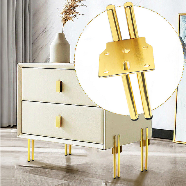 Modern Iron Adjustable Furniture Legs, 15-18cm Double Tube Feet for Sofa TV Stand Cabinet & Wardrobe