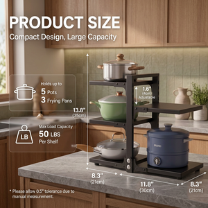 Four Tier Metal Pot Rack Storage Holder Minimalist Kitchen <b>Standing</b> Type Heavy Duty Non Folding Rack for Pots and <b>Pans</b> - Product Image 2
