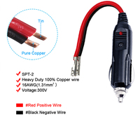 Cable de Alimentación para Bomba de Aire con Terminales de 18 AWG, Fusible de 15A/10A, Conector Macho para Encendedor